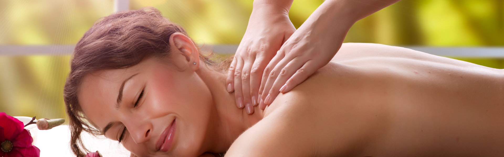 happy woman having massage